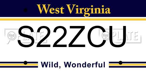 S22ZCU West Virginia License Plate