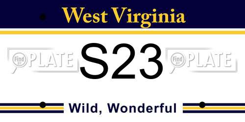 S23 West Virginia License Plate