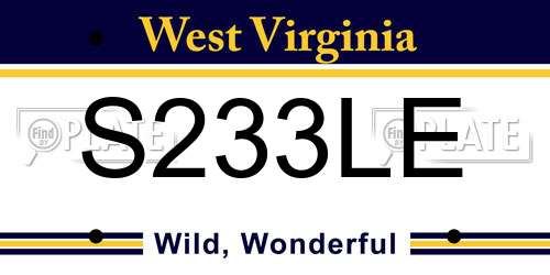 S233LE West Virginia License Plate