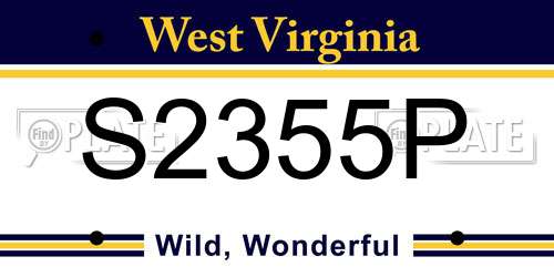 S2355P West Virginia License Plate