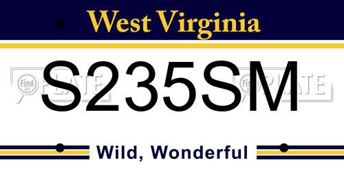 S235SM West Virginia License Plate