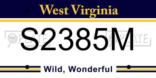 S2385M West Virginia License Plate