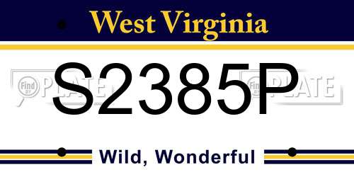 S2385P West Virginia License Plate
