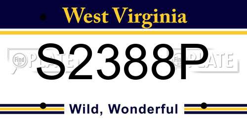 S2388P West Virginia License Plate