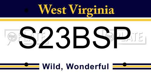 S23BSP West Virginia License Plate