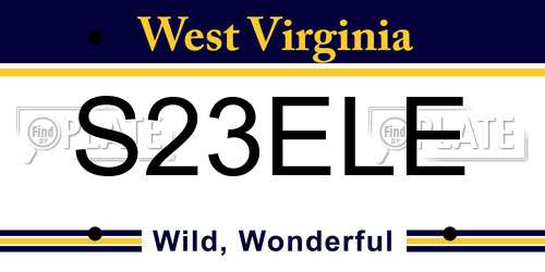 S23ELE West Virginia License Plate