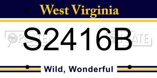 S2416B West Virginia License Plate