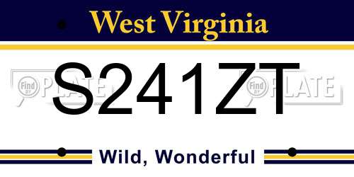 S241ZT West Virginia License Plate
