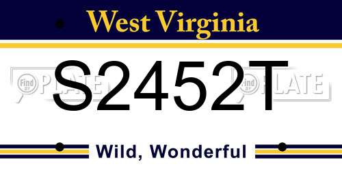 S2452T West Virginia License Plate
