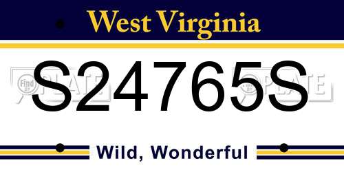 S24765S West Virginia License Plate