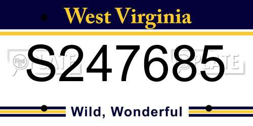 S247685 West Virginia License Plate