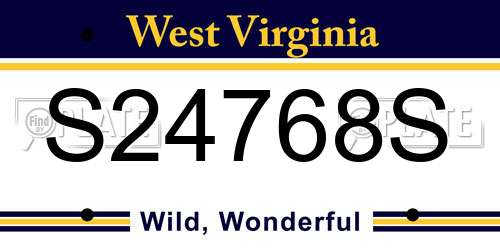 S24768S West Virginia License Plate