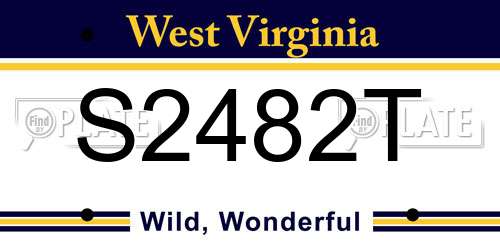 S2482T West Virginia License Plate