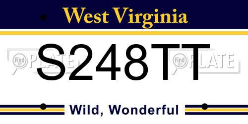 S248TT West Virginia License Plate