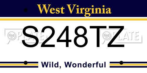 S248TZ West Virginia License Plate