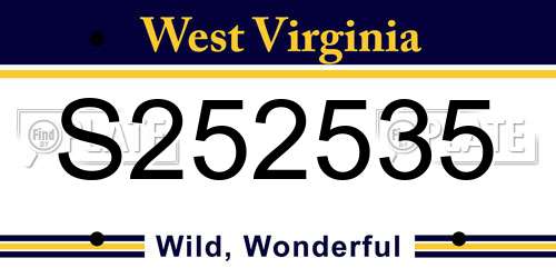 S252535 West Virginia License Plate