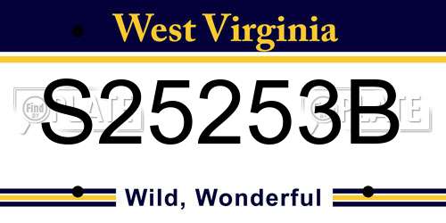 S25253B West Virginia License Plate