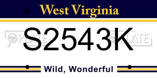 S2543K West Virginia License Plate