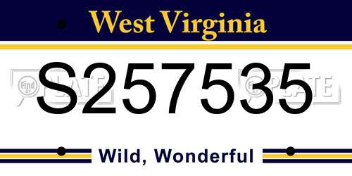 S257535 West Virginia License Plate