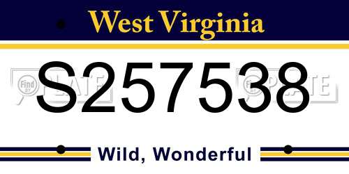 S257538 West Virginia License Plate
