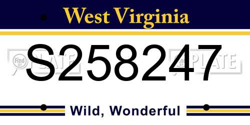 S258247 West Virginia License Plate