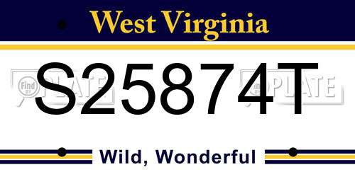 S25874T West Virginia License Plate