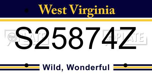 S25874Z West Virginia License Plate