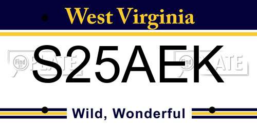 S25AEK West Virginia License Plate