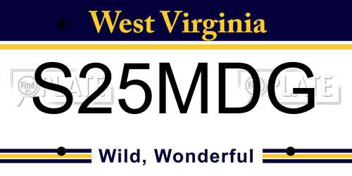 S25MDG West Virginia License Plate