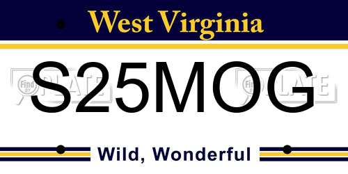 S25MOG West Virginia License Plate
