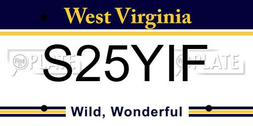 S25YIF West Virginia License Plate