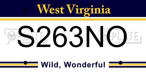 S263NO West Virginia License Plate
