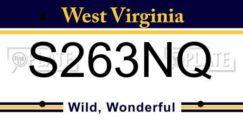 S263NQ West Virginia License Plate