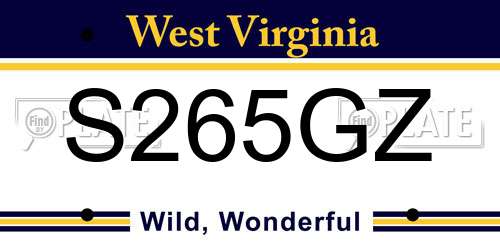 S265GZ West Virginia License Plate