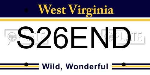 S26END West Virginia License Plate