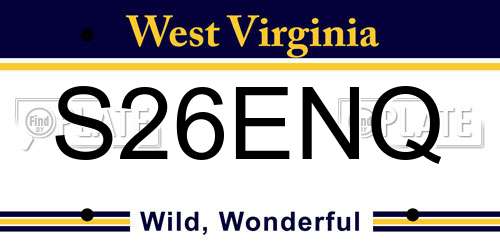S26ENQ West Virginia License Plate