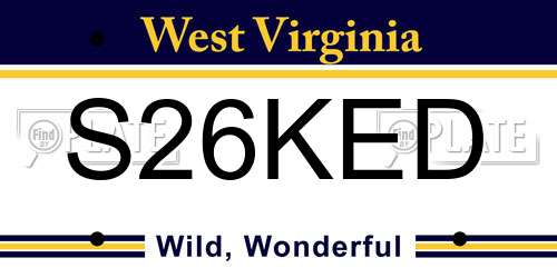 S26KED West Virginia License Plate