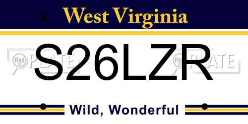 S26LZR West Virginia License Plate