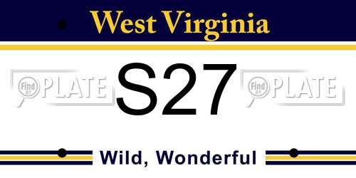 S27 West Virginia License Plate