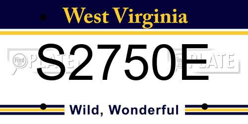 S2750E West Virginia License Plate