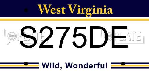 S275DE West Virginia License Plate