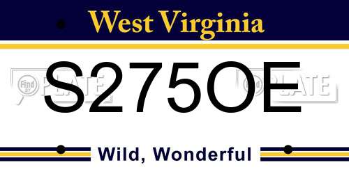 S275OE West Virginia License Plate
