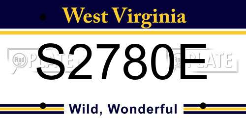 S2780E West Virginia License Plate