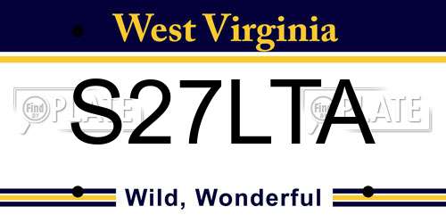 S27LTA West Virginia License Plate