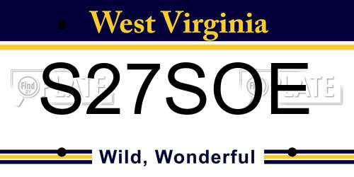 S27SOE West Virginia License Plate