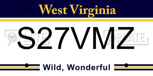 S27VMZ West Virginia License Plate