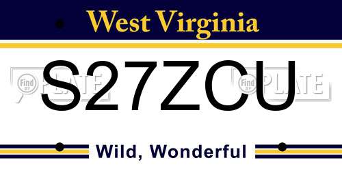 S27ZCU West Virginia License Plate
