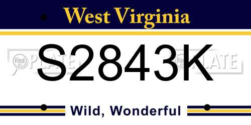 S2843K West Virginia License Plate