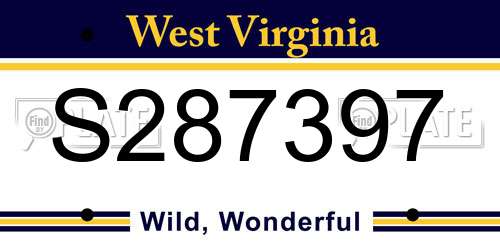 S287397 West Virginia License Plate