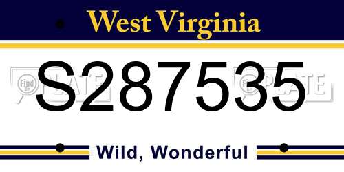 S287535 West Virginia License Plate
